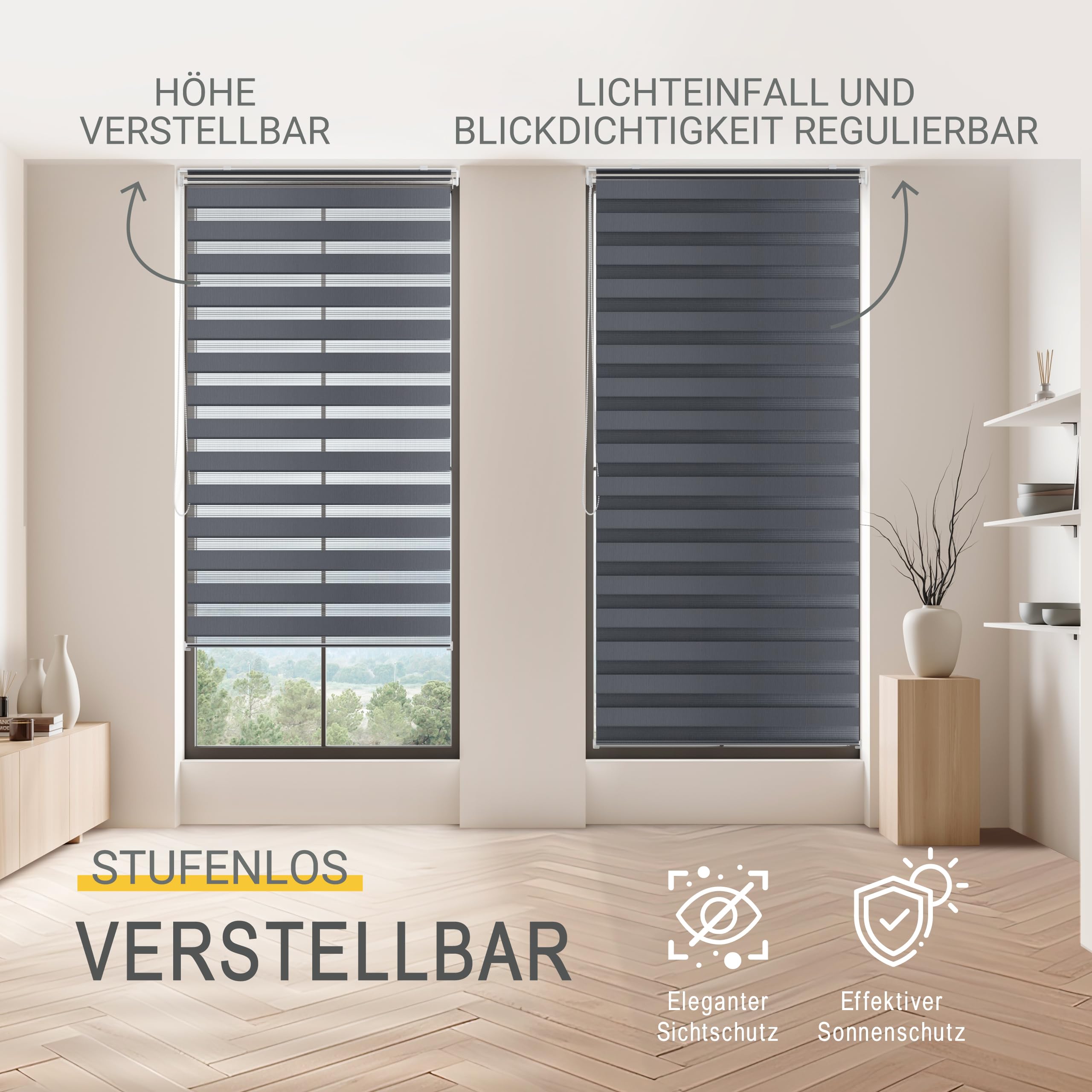 Sol Royal Klemmfix Doppelrollo 60x220 cm Weiß blickdicht