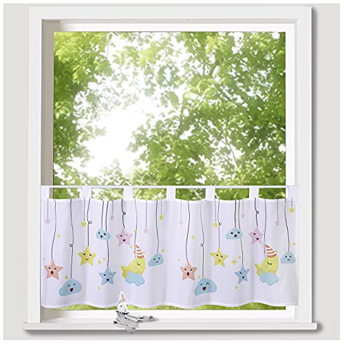 heimtexland Typ757 Scheibengardine 45x120 cm Wolke Mond Sterne blickdicht