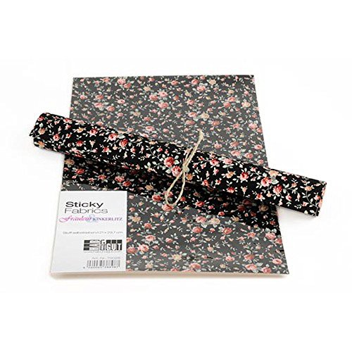 HAB & GUT Fräulein Kinkerlitz TS028 Stoffbogen Blumen Schwarz DIN A4