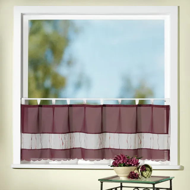heimtexland Frühling Typ212 Scheibengardine Aubergine 45x150 cm