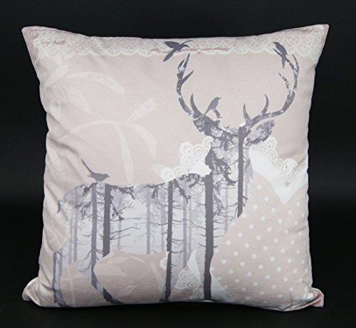 heimtexland Design Typ324 Kissenhülle 40x40 Hirsch mit Herz Velour