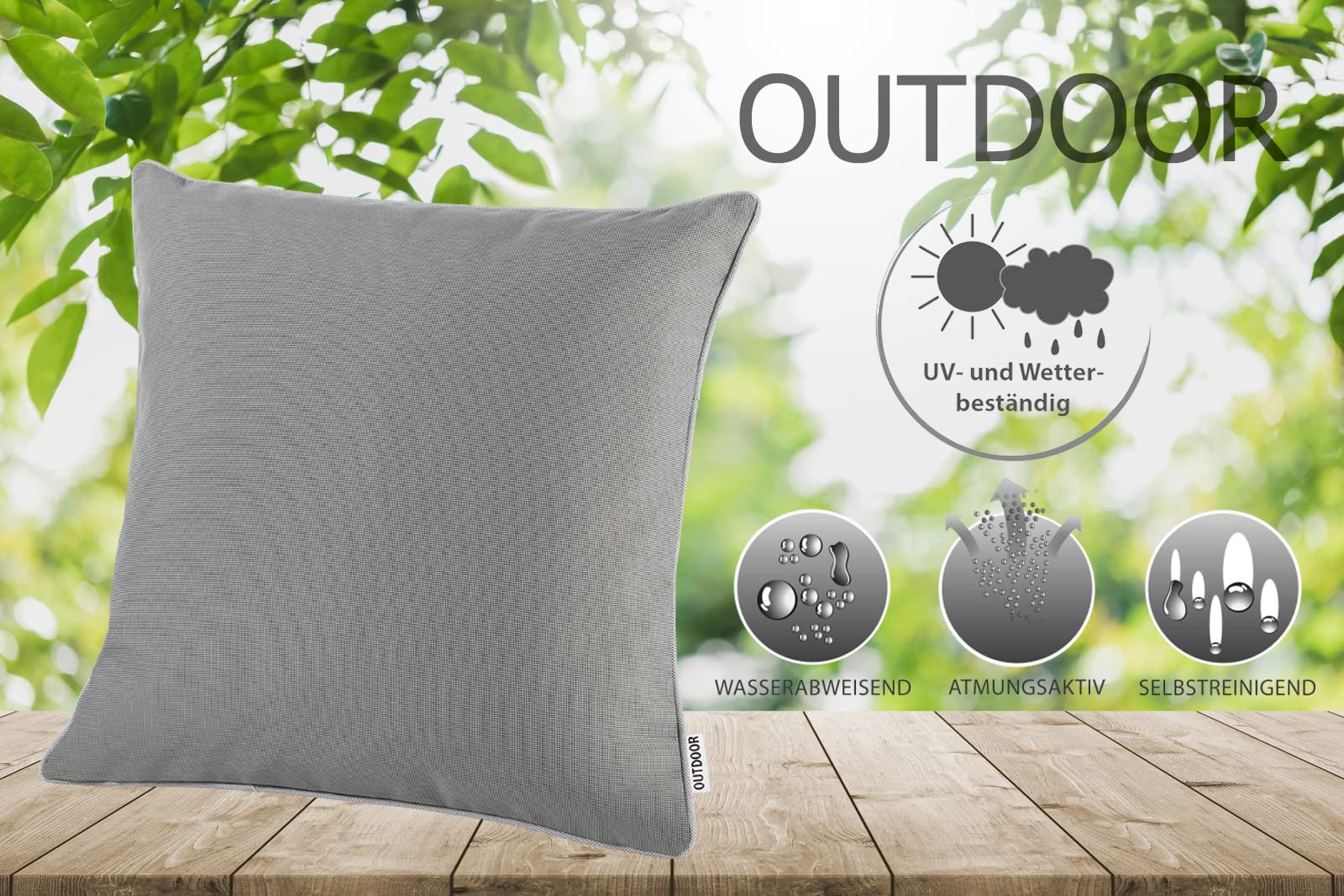 heimtexland Typ551 Lotus Outdoor-Kissen 45x45 cm taupe wasserabweisend