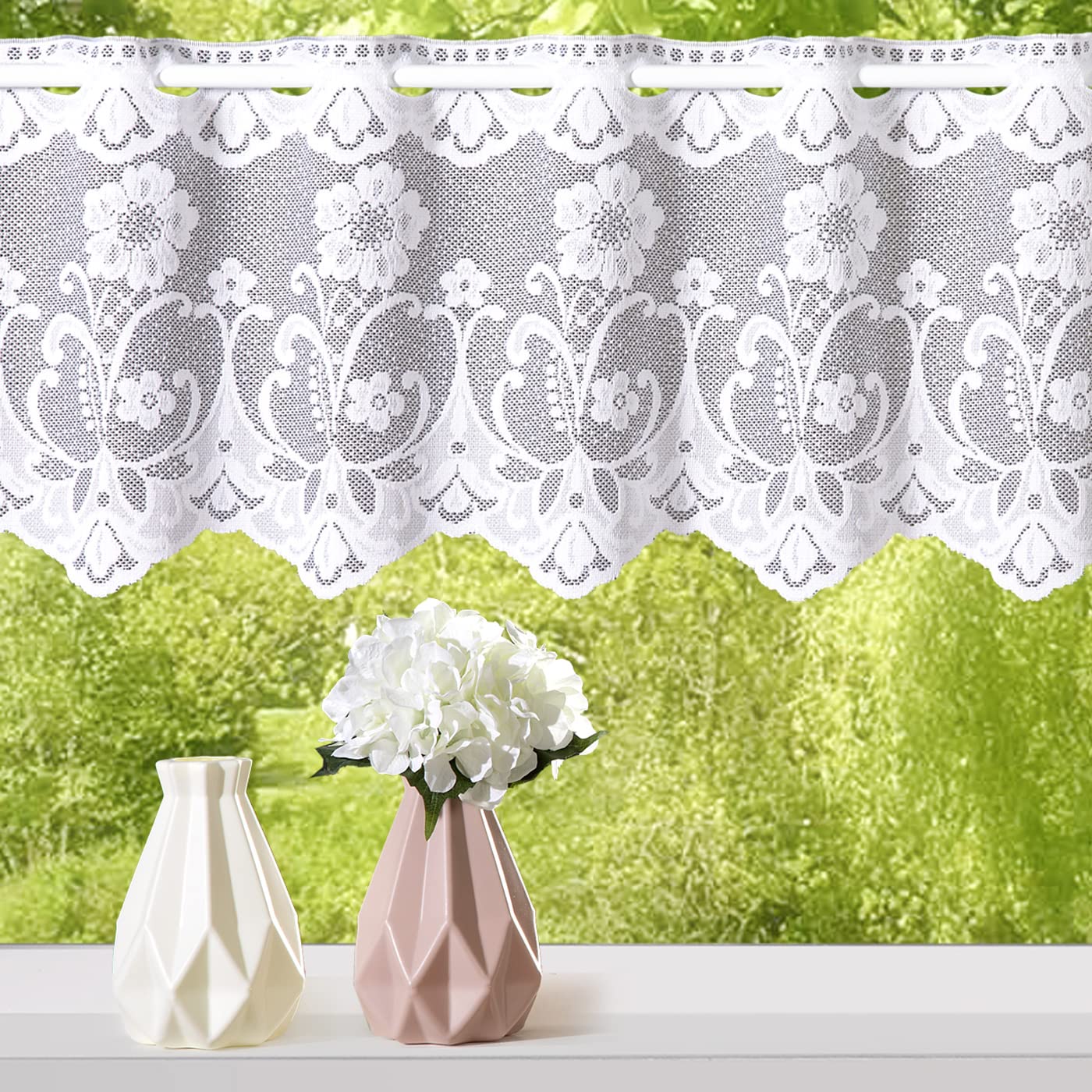 heimtexland Typ261 Scheibengardine weiß 30x180 Jacquard