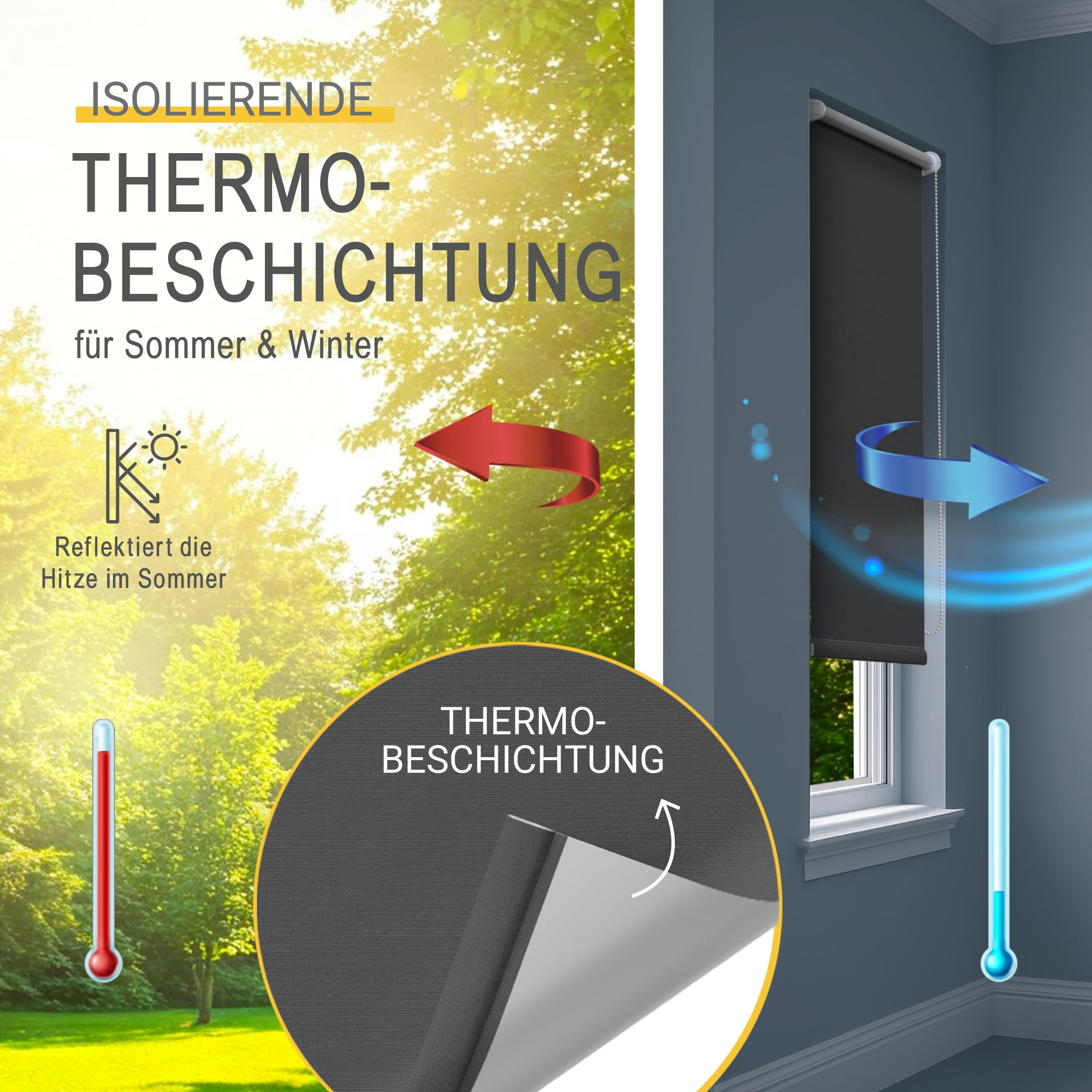 Sol Royal SolReflect T42 Thermorollo ohne Bohren verdunkelnd