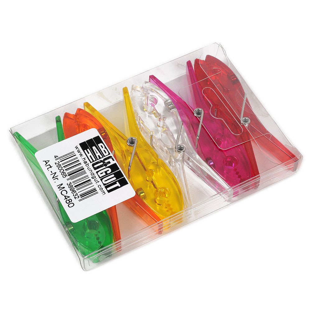 HAB & GUT MC480 Magnetklammern transparent 6er Set 7cm