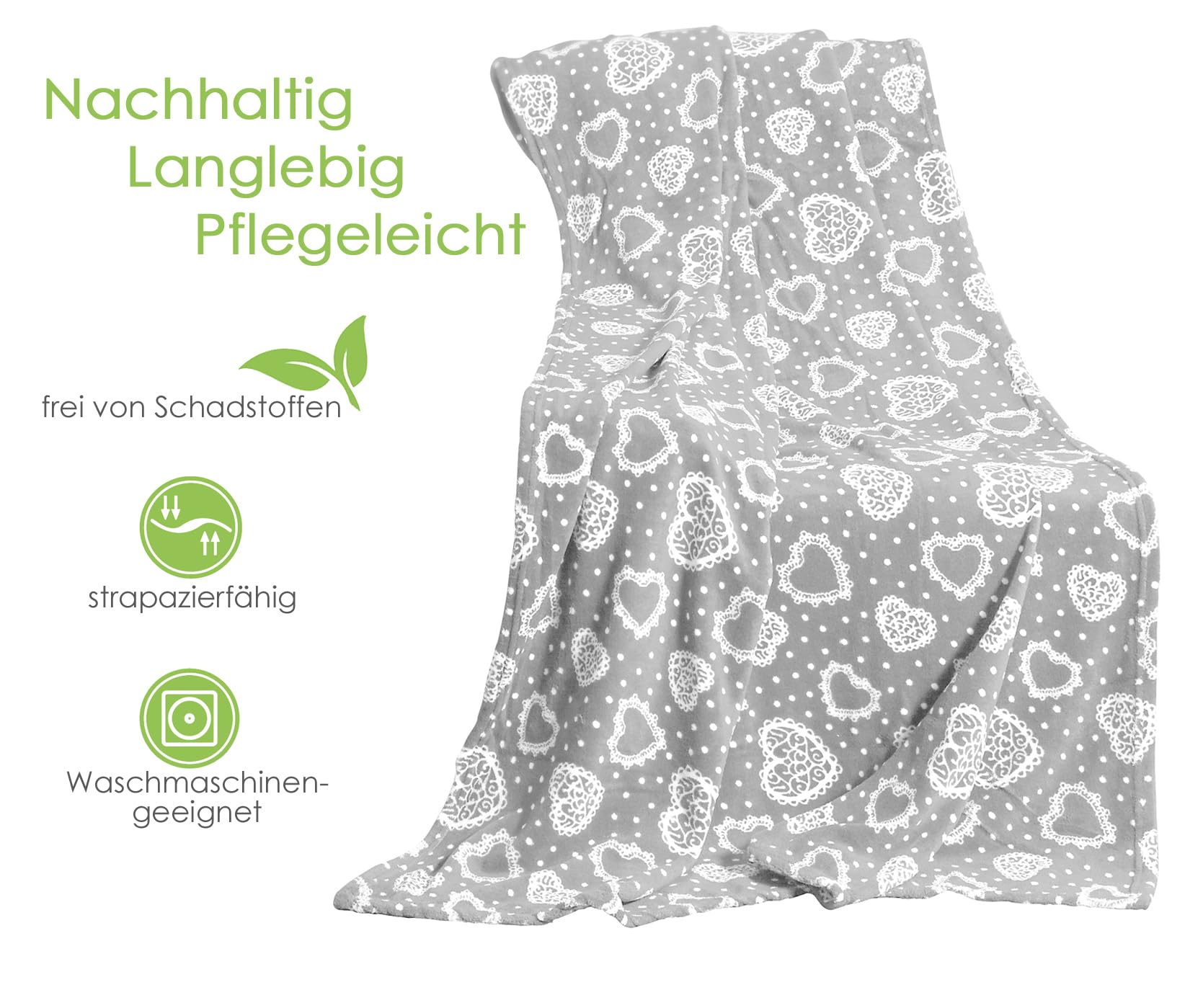 heimtexland Country Chic Typ283 Kuscheldecke 150x200 cm grau weich