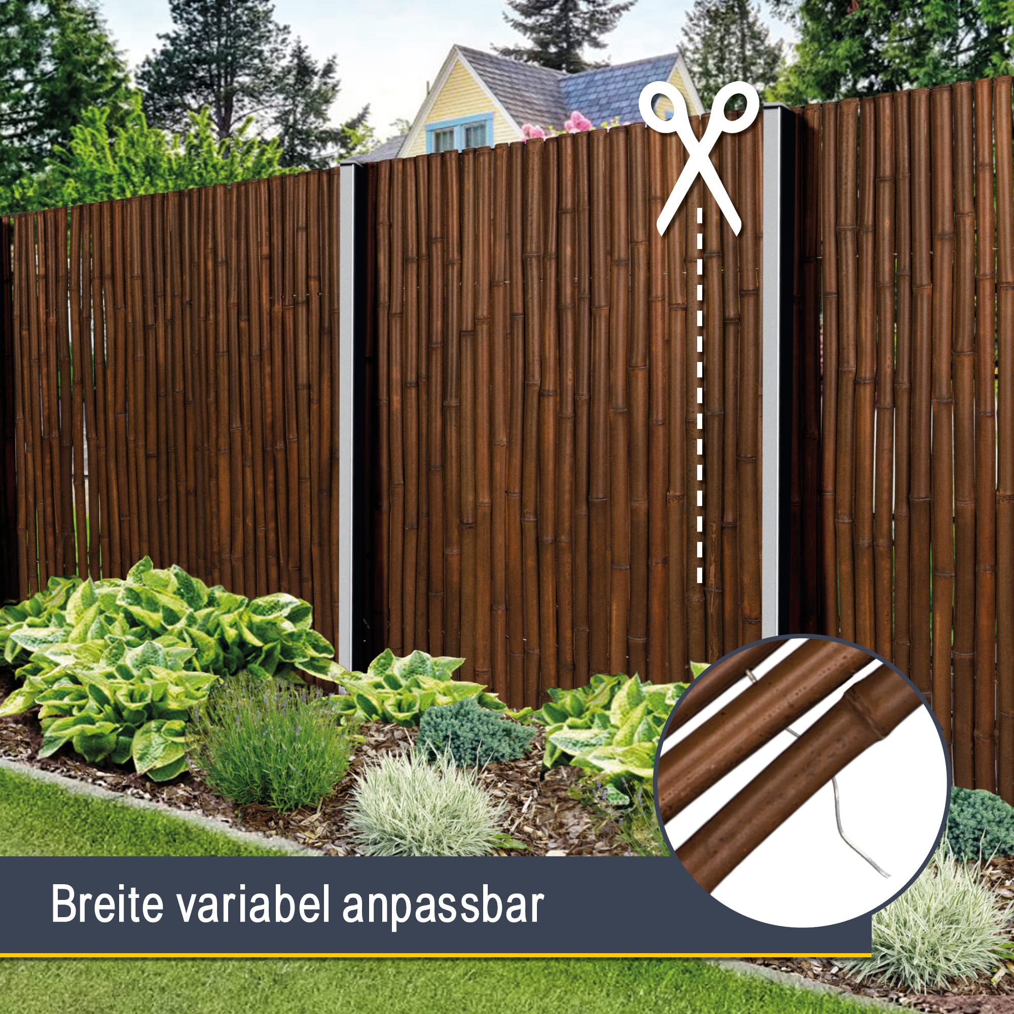 Sol Royal B23 Bambus Sichtschutzzaun 150x250 cm dunkelbraun witterungsbeständig