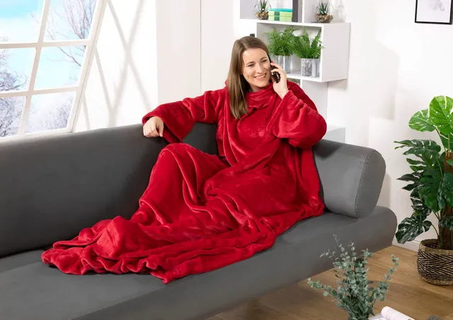 heimtexland Typ848 Ärmeldecke 180x150 cm rot Flanell