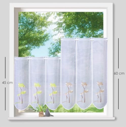 heimtexland Gingko Typ745 Scheibengardine 60x155 grün halbtransparent
