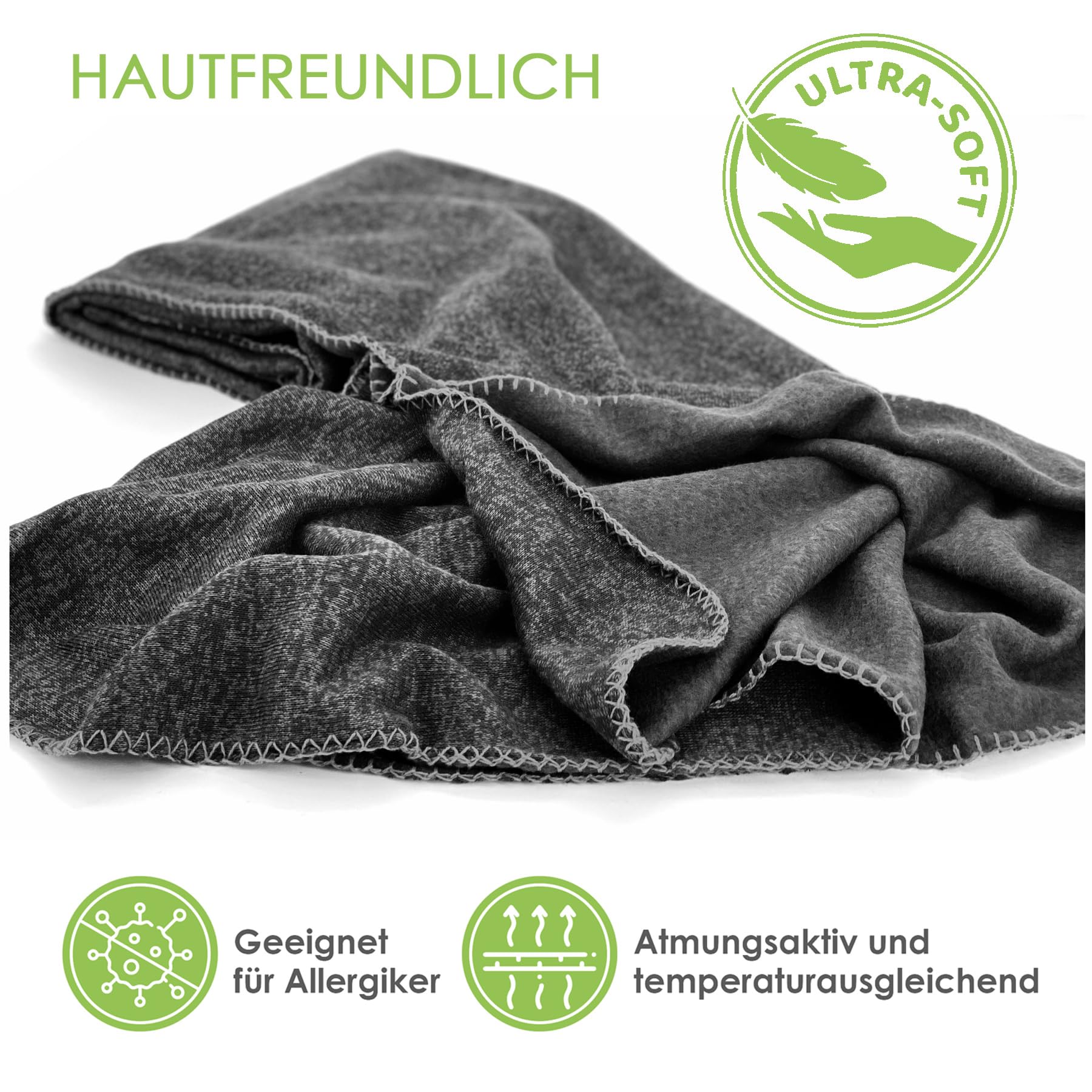 heimtexland Typ854 Wohndecke 150x200 cm anthrazit Strick-Fleece