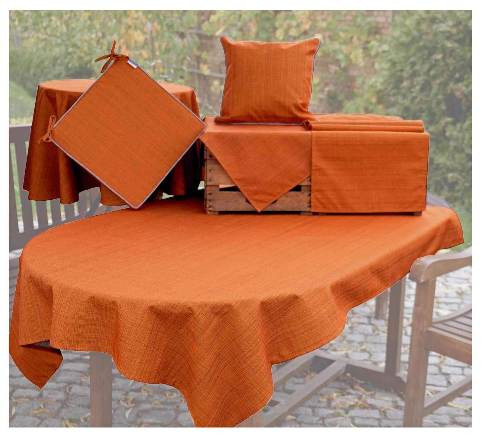 heimtexland Typ645 Tischdecke 130x160 terra Outdoor meliert