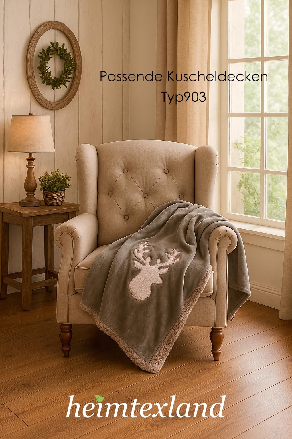heimtexland Typ903 Kissen Hirsch 45x45 cm Taupe gefüllt