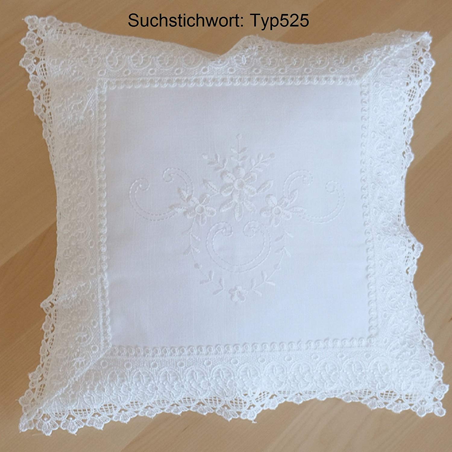 heimtexland Typ524 Mitteldecke 85x85 weiß Makramee-Spitze