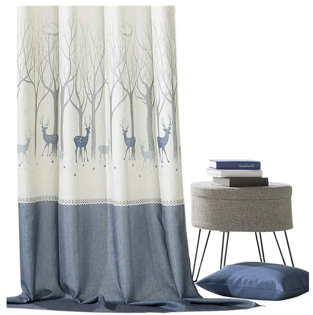 heimtexland Typ642 Ösenschal 245x140 cm natur-blau blickdicht