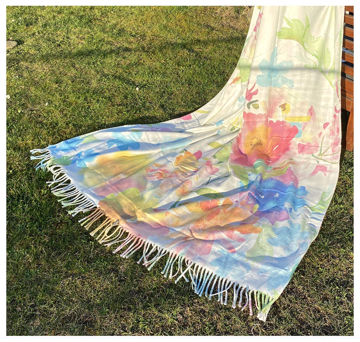 heimtexland Typ735 Kuscheldecke 200x150 Aquarell intensiv Blumen
