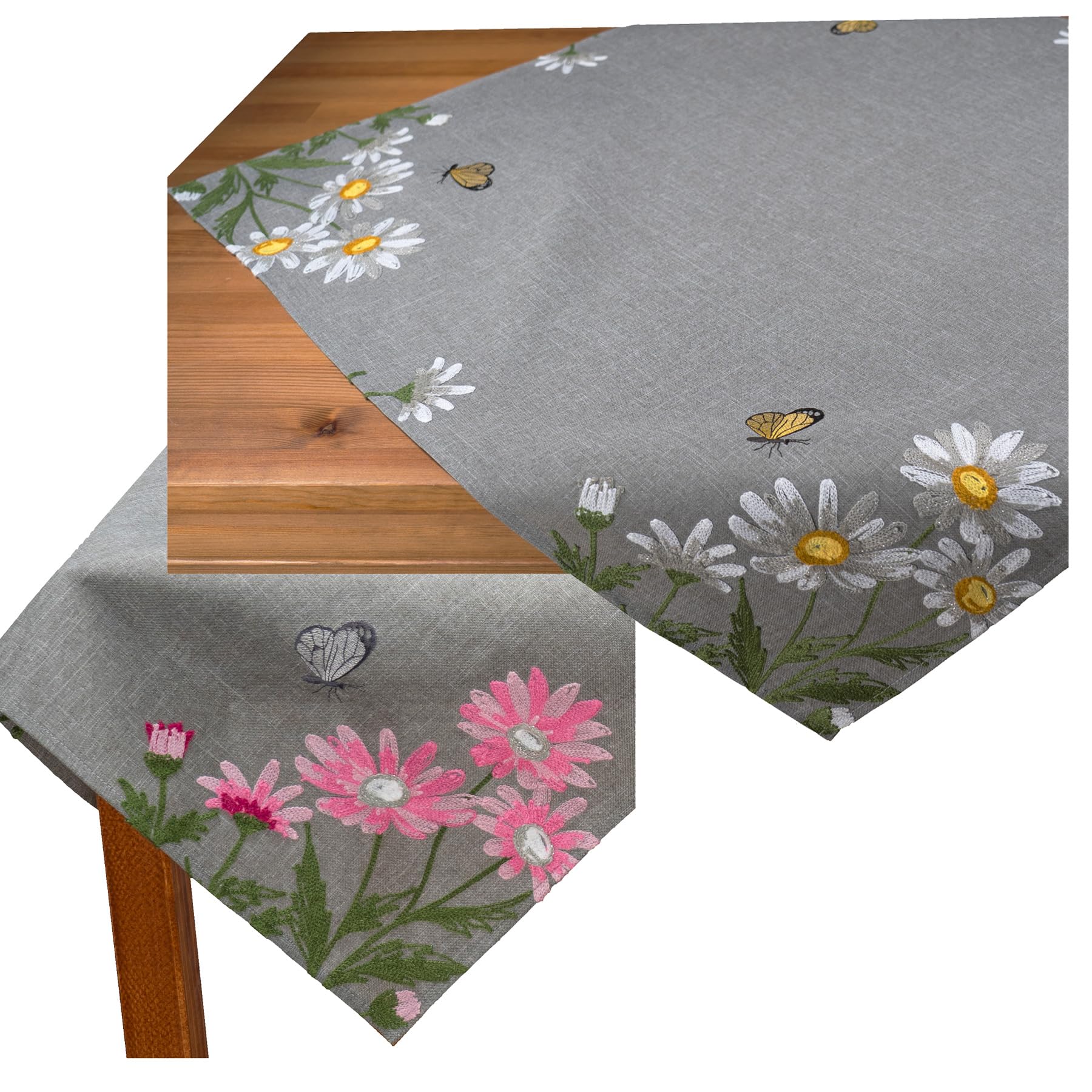 heimtexland Margariten Typ886 Mitteldecke 85x85 cm gelb bestickt