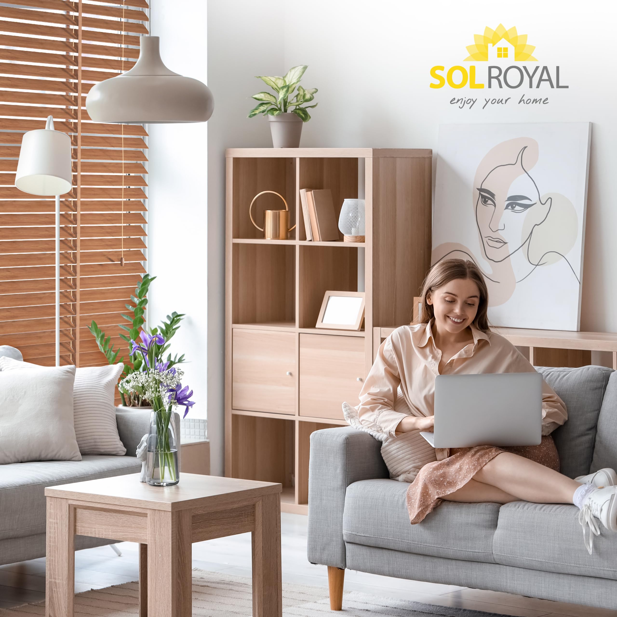 Sol Royal Holzjalousie 50mm 70x250 Echtholz blickdicht