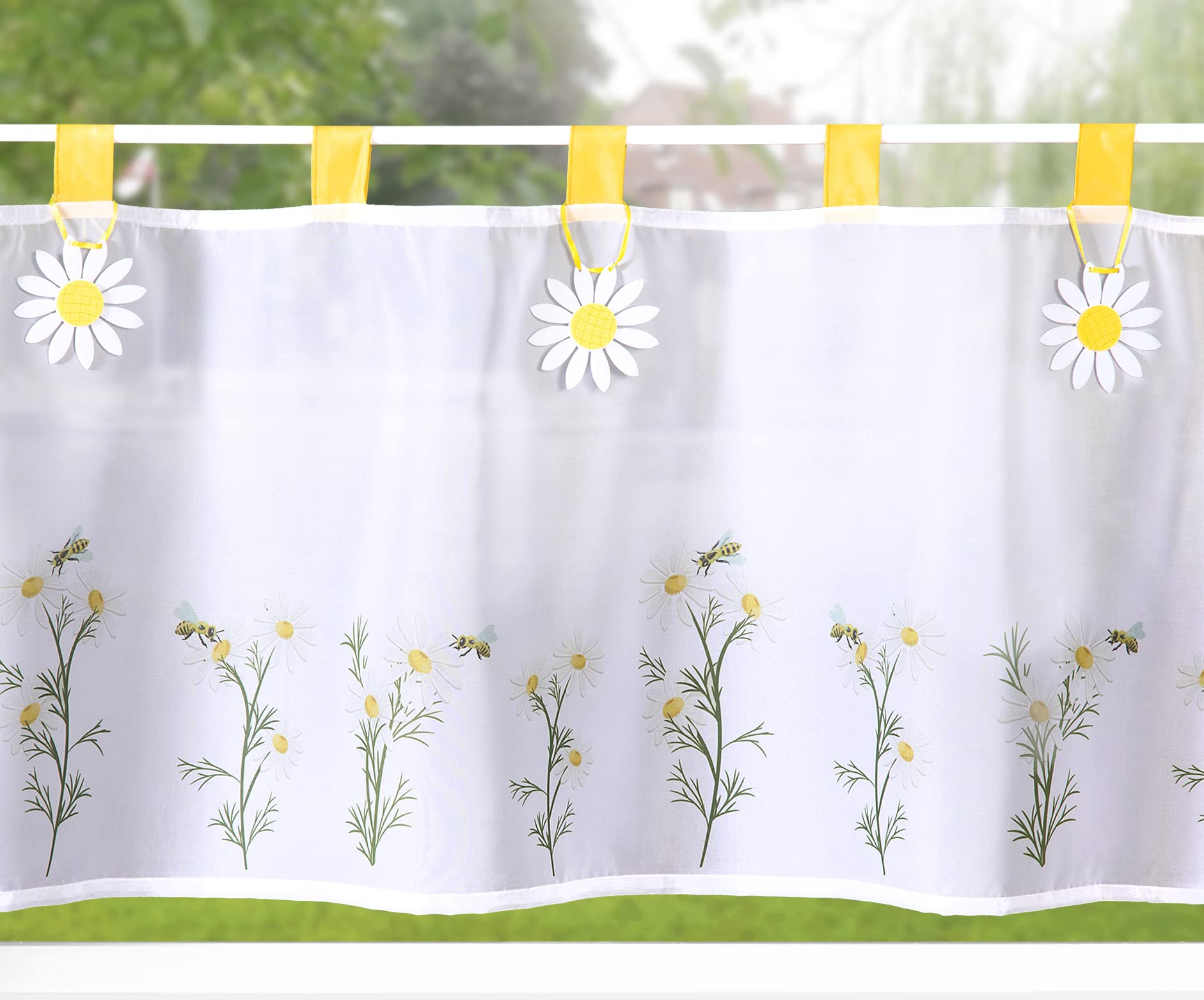 heimtexland Typ790 Scheibengardine 45x120 cm Gelb Blumen lichtdurchlässig