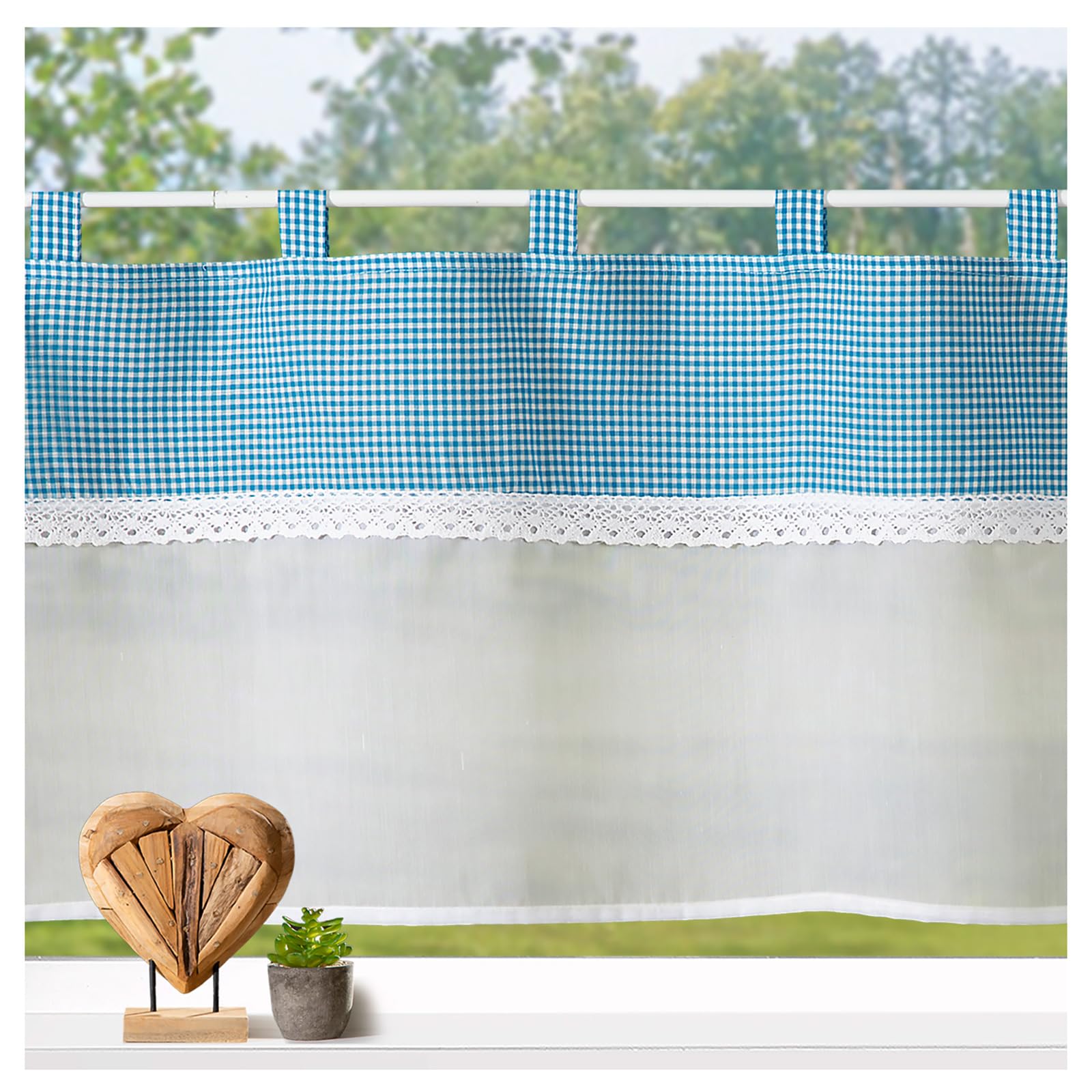heimtexland Typ929 Scheibengardine 45x120 cm Rot Karo