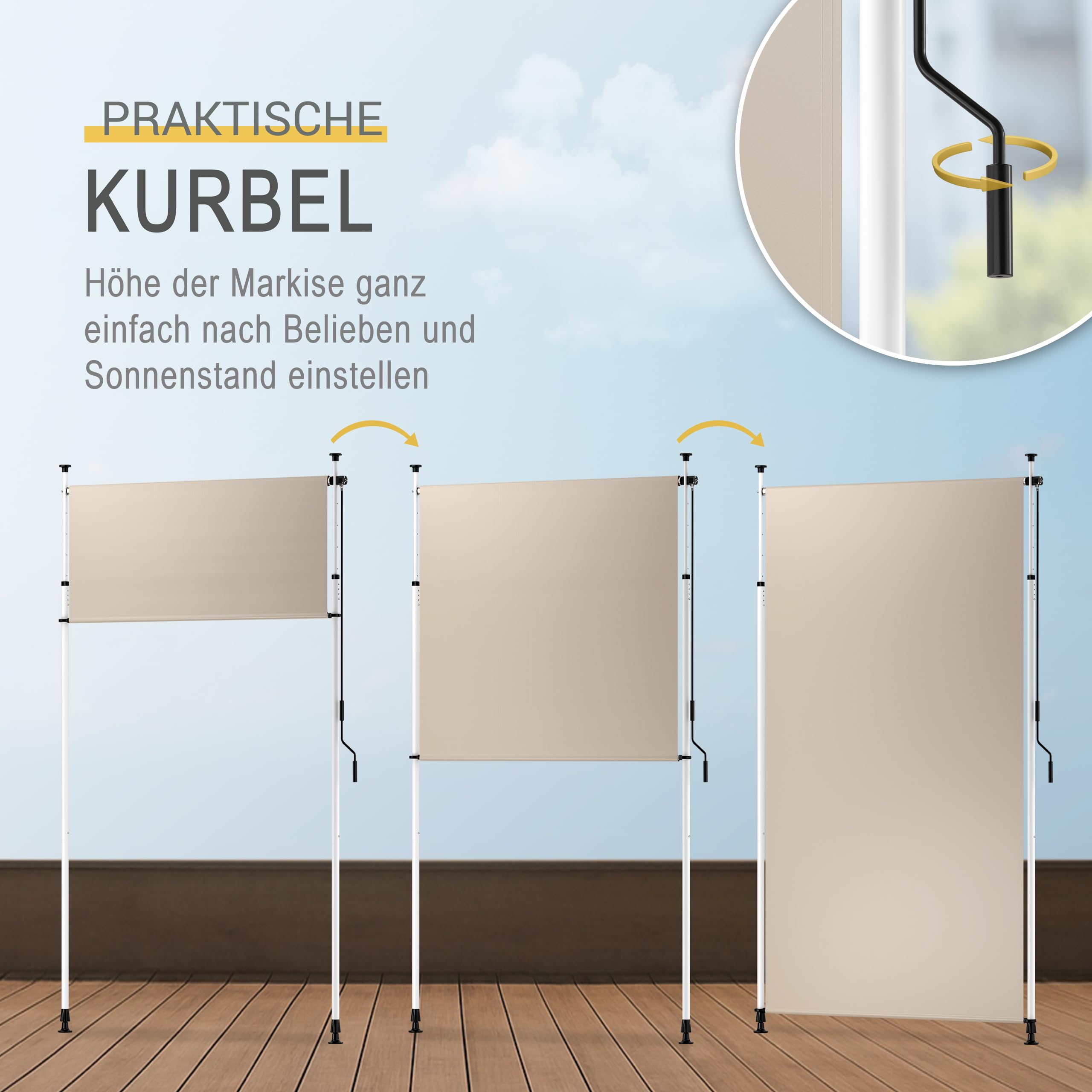 Sol Royal SolVision Klemmmarkise beige 150 cm ohne Bohren