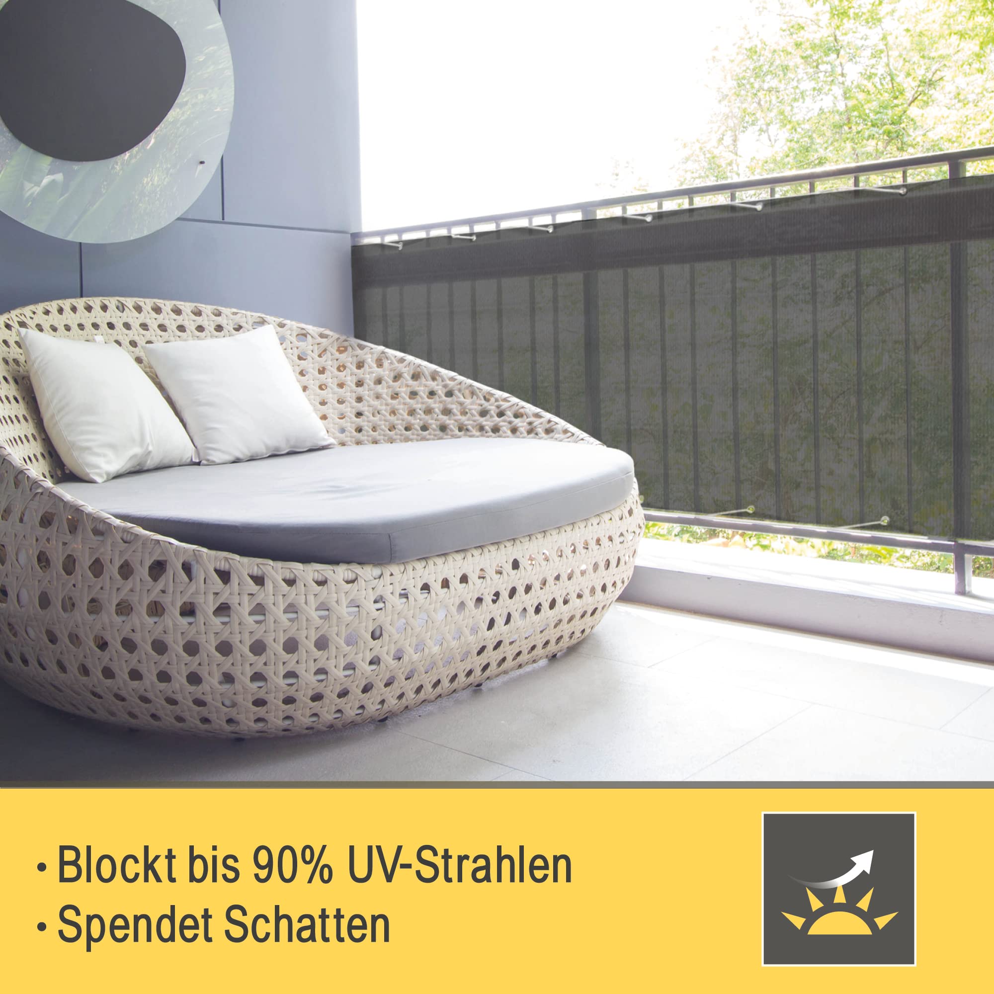 Sol Royal SolVision HB2 Balkonsichtschutz 90x300 cm Anthrazit blickdicht