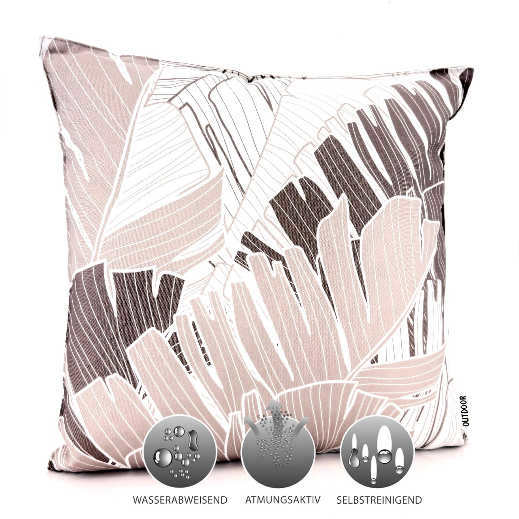 heimtexland Typ906 Outdoorkissen 45x45 cm beige Blatt