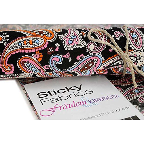 HAB & GUT Fräulein Kinkerlitz TS033 Stoffbogen Paisley Schwarz DIN A4
