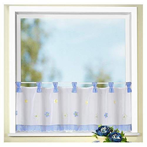 heimtexland Country Chic Typ78 Scheibengardine blau 45x150