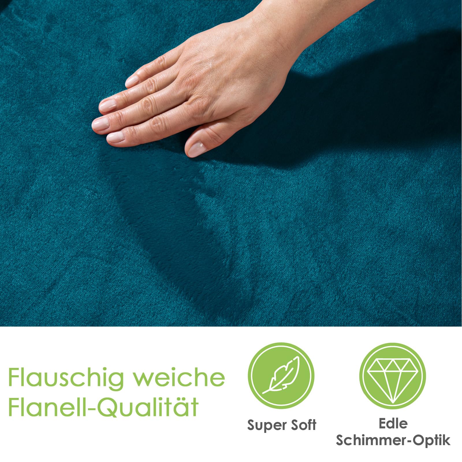 heimtexland Typ870 Ärmeldecke 180x150 cm Dunkelpetrol Flanell