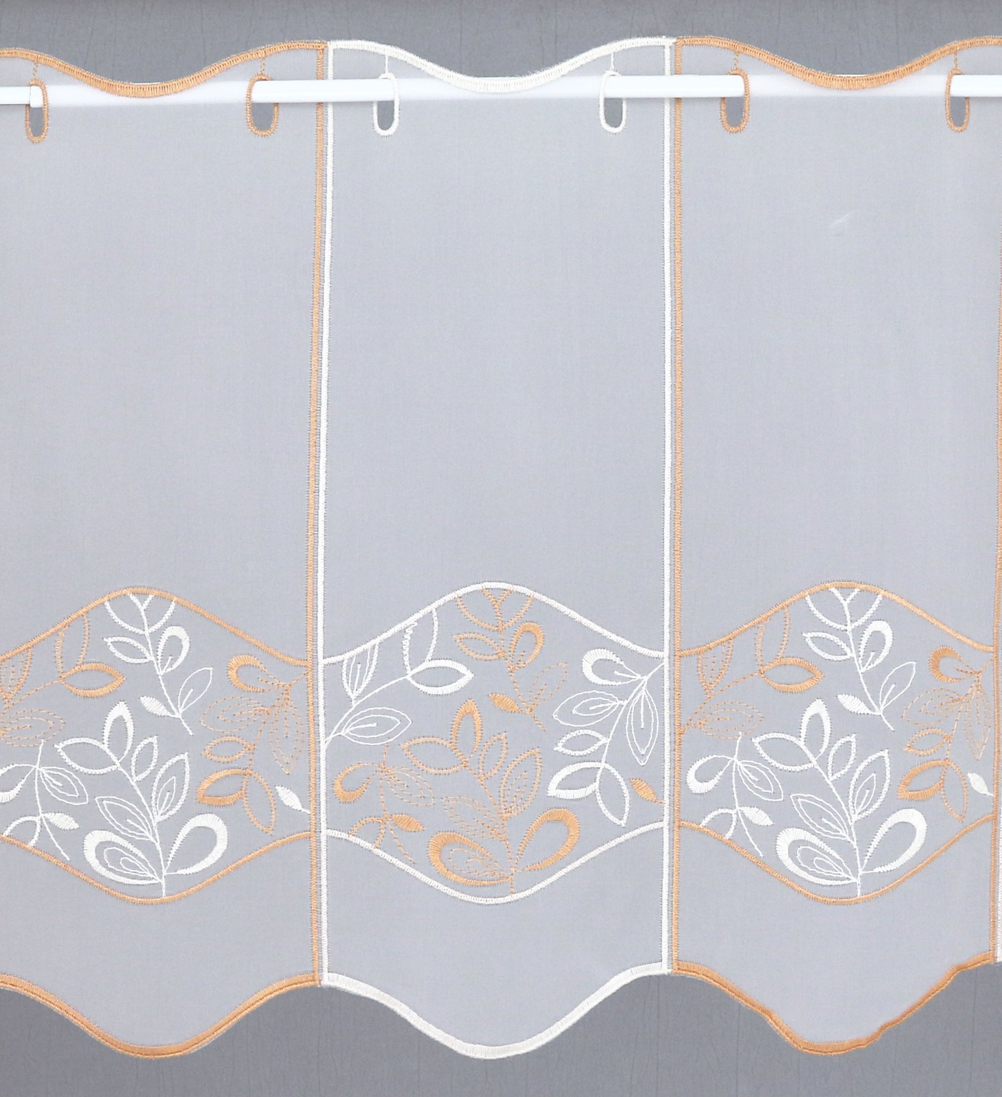 heimtexland Typ441 Scheibengardine 90cm orange bestickt