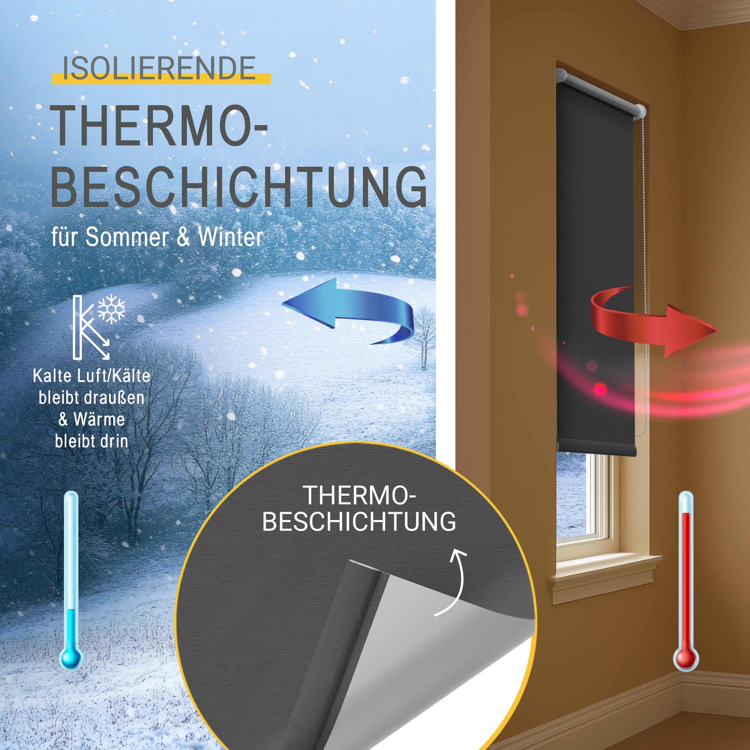 Sol Royal SolReflect T42 Thermorollo ohne Bohren verdunkelnd