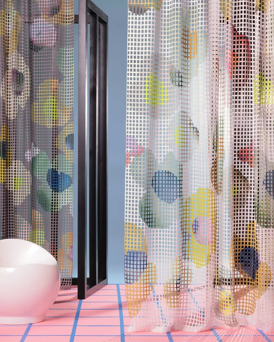Création Baumann Vibe Vorhangstoff transparent Blumen Retro