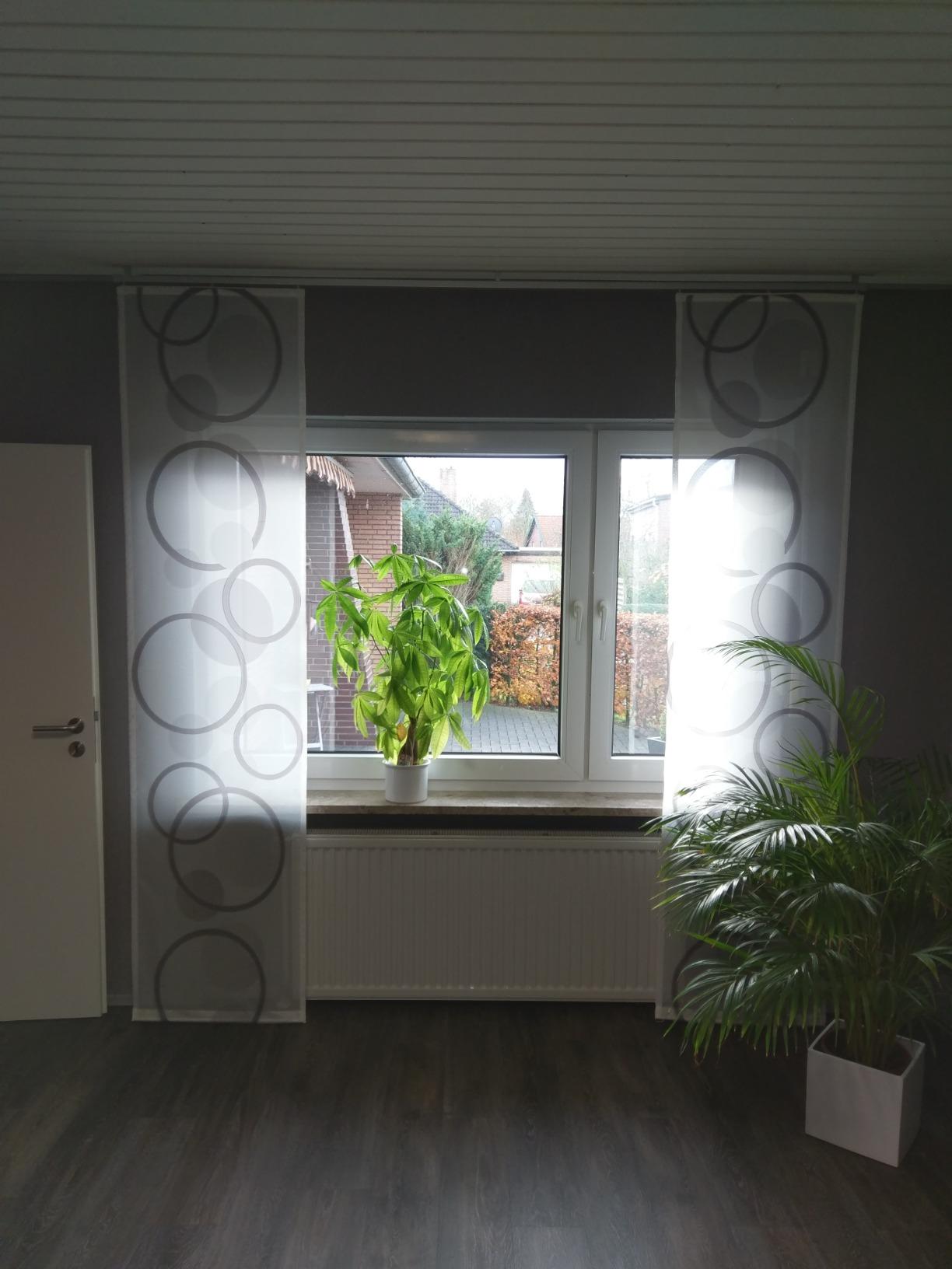 heimtexland Typ327 Schiebevorhang 245x60 cm Weiß-Grau halbtransparent