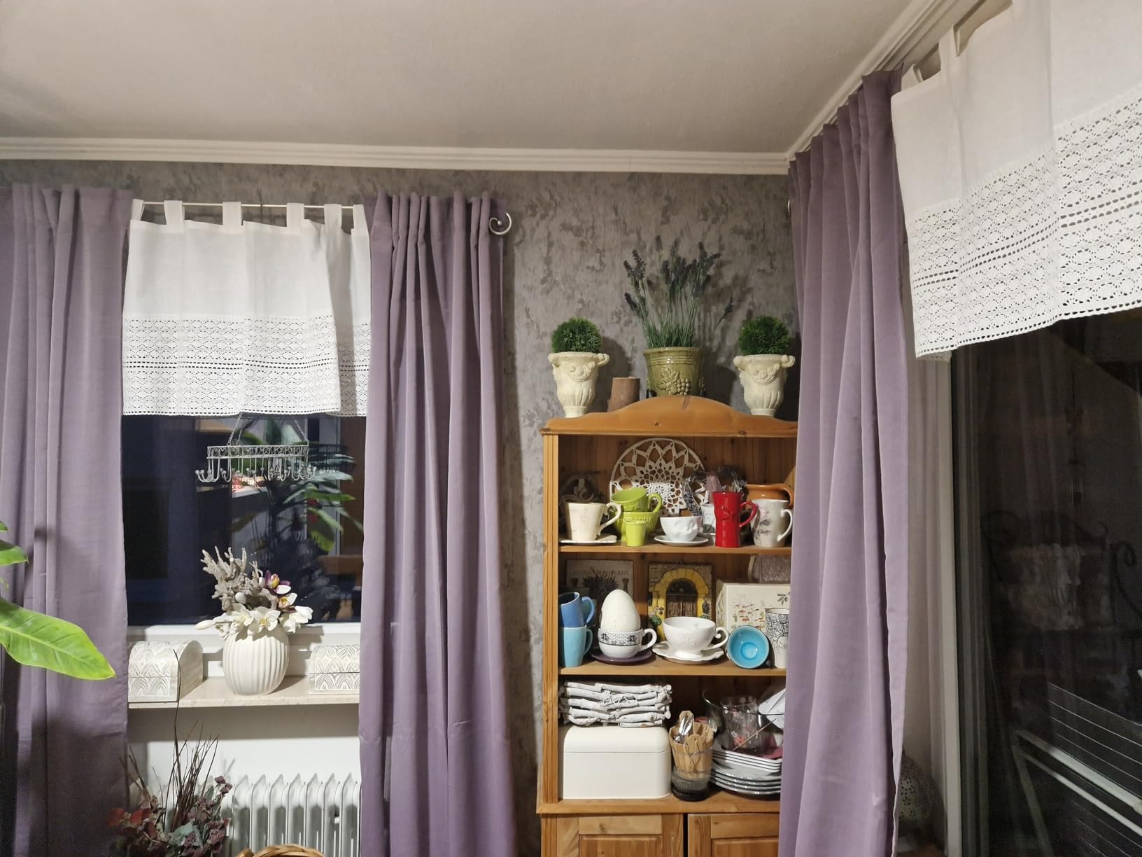 heimtexland Typ793 Bistrogardine 45x120 cm Weiß Häkelspitze blickdicht
