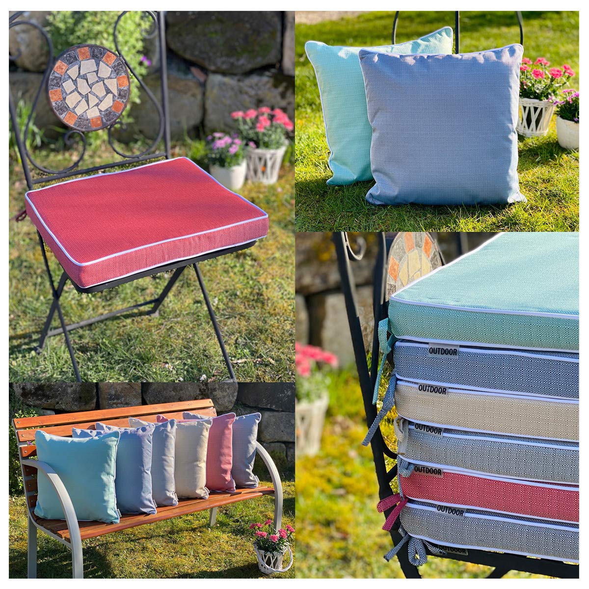 heimtexland Lotus Typ676 Outdoorkissen 45x45 dunkelgrau wasserabweisend