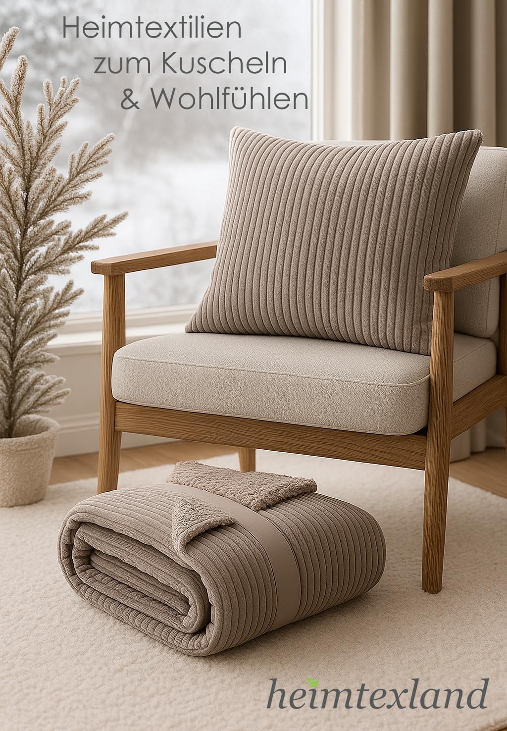 heimtexland Cozy Kord Typ767 Kissenbezug 45x45 Taupe Cord