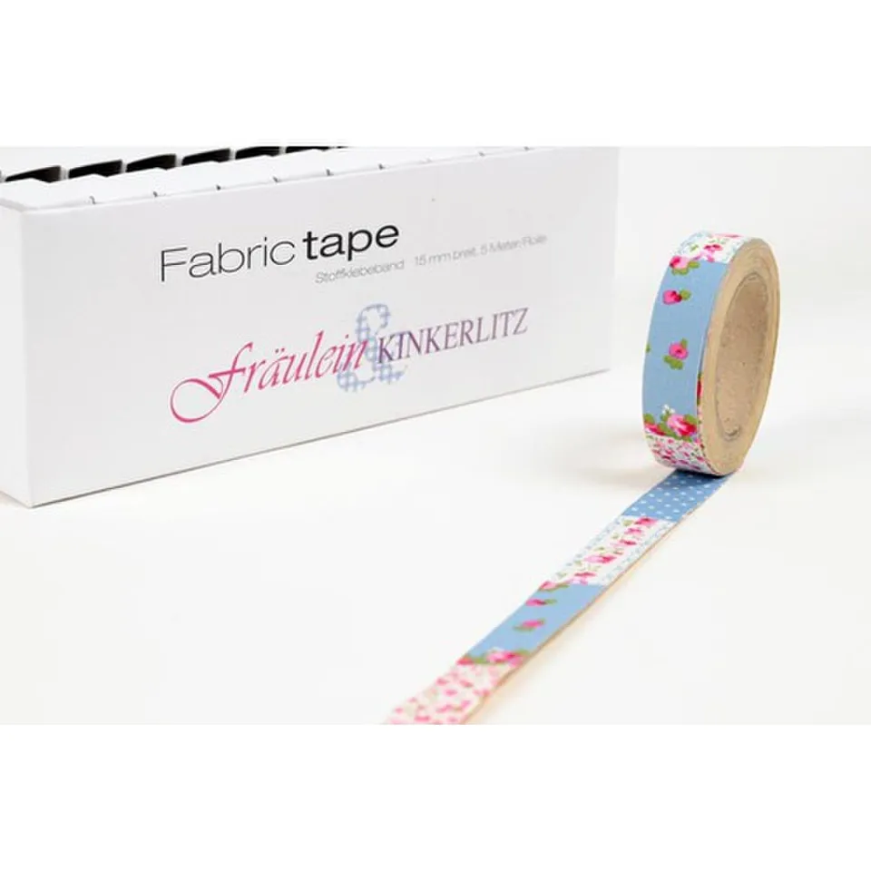 HAB & GUT Fräulein Kinkerlitz TT017V Stoffband Patchwork Hellblau 5 m