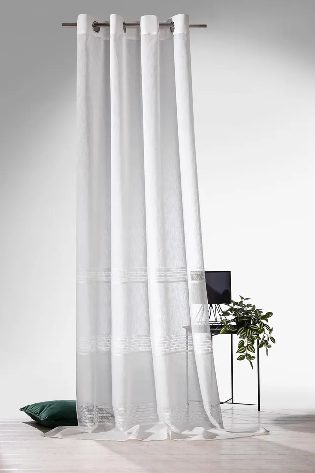 heimtexland Typ891 Ösenschal 245x135 cm natur Leinenoptik