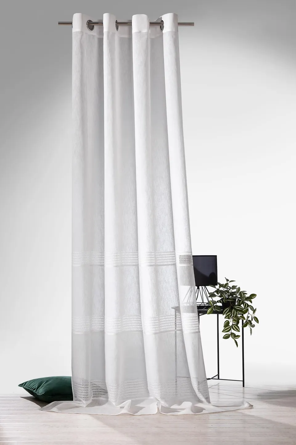 heimtexland Typ891 Ösenschal 245x135 cm natur Leinenoptik