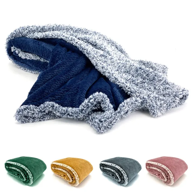 heimtexland Typ781 Kuscheldecke Navy 200x150 Sherpa warm