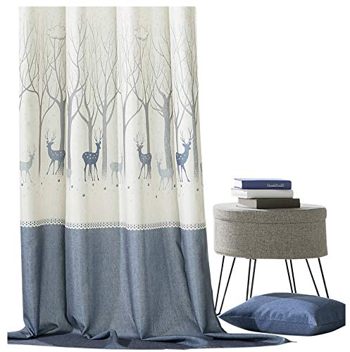 heimtexland Typ642 Ösenschal 245x140 cm natur-blau blickdicht