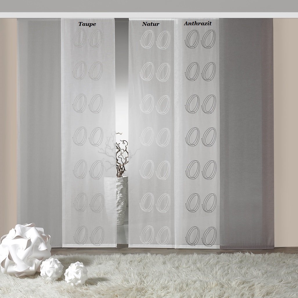 heimtexland Typ417 Schiebegardine Taupe 245x60 cm bestickt