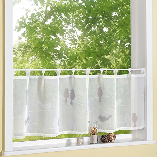 heimtexland Natur Batist Typ568 Scheibengardine 45x140 Anthrazit