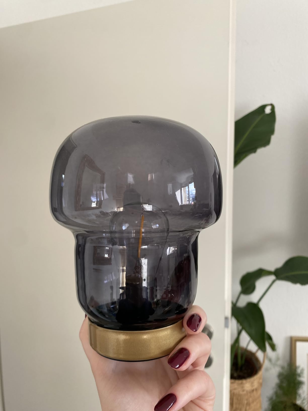 HAB&GUT LED239 Windlicht Riffelglas Rose Batterie warmweiß