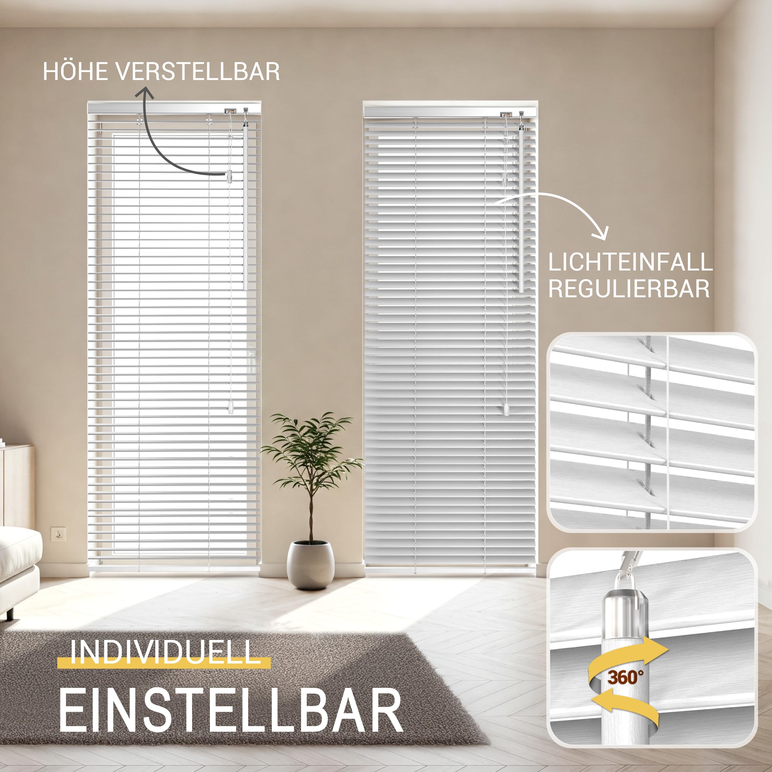 Sol Royal JH3 Holzjalousie 140x160 cm weiß lichtdicht