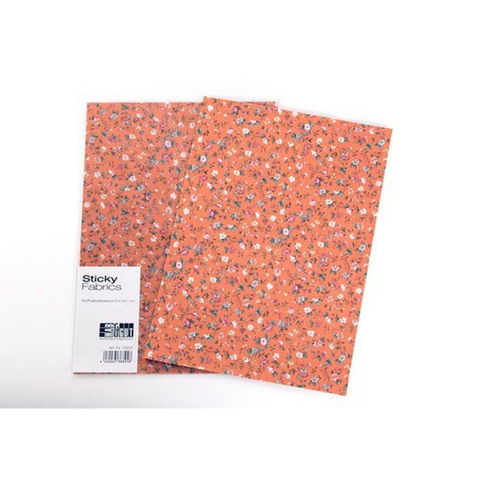 HAB & GUT Fräulein Kinkerlitz TS021 Stoffbogen Blumen Aprikose DIN A4