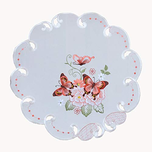 heimtexland Typ612 Deckchen weiß 40 cm Schmetterling rosa