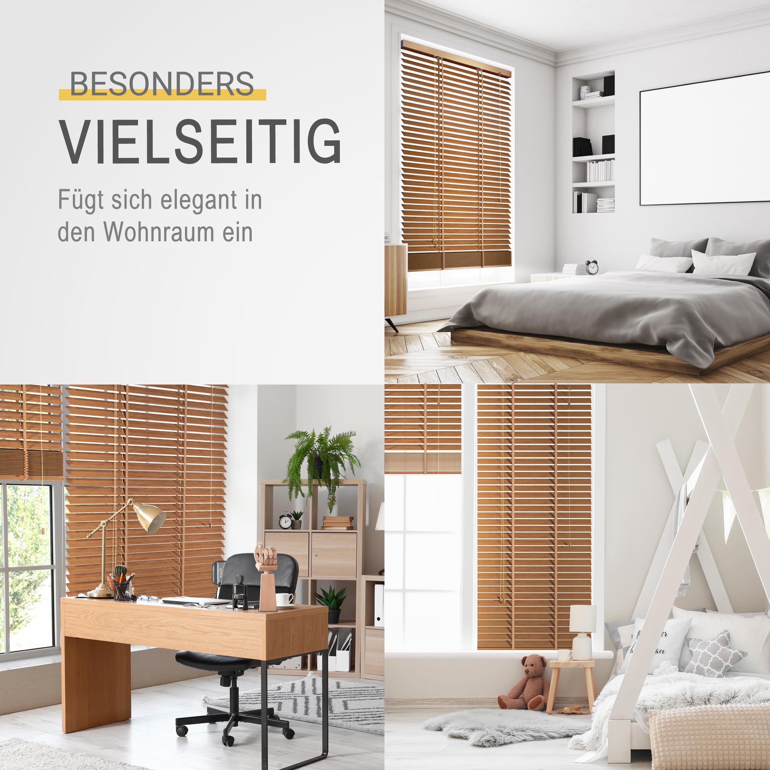 Sol Royal Holzjalousie 50mm 70x250 Echtholz blickdicht