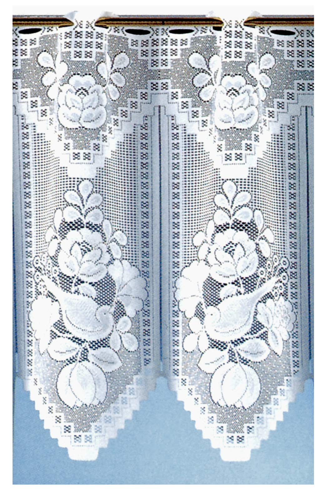 heimtexland Rosen Fensterbild 100x150 cm Weiß Jacquard Bogen