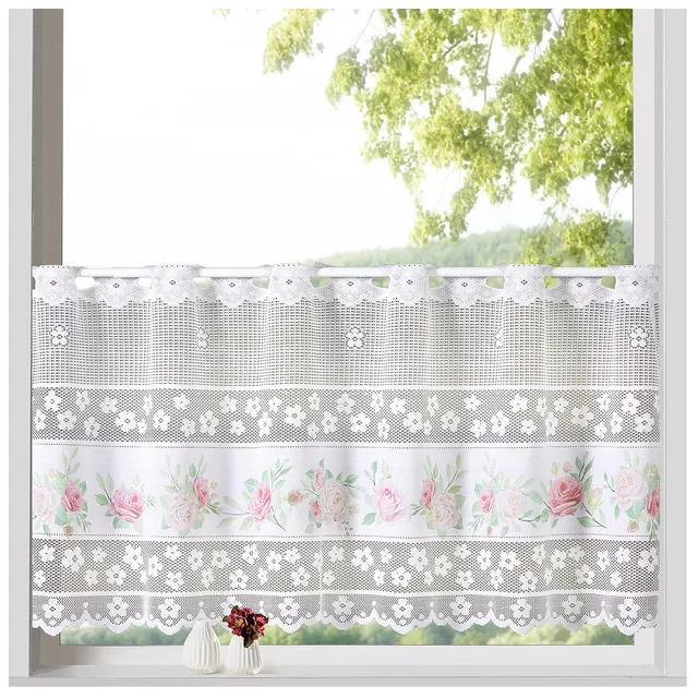 heimtexland Shabby Chic Typ763 Scheibengardine weiß 45x145 lichtdurchlässig